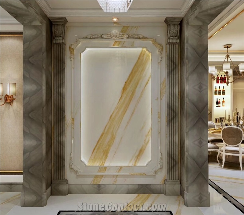 Golden Ariston White Marble Slabs Wall Backgrounds