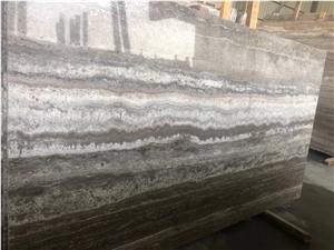 Grade a Iran Titanium Silver Travertine Stone Slab