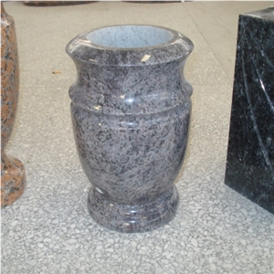 Grey Black Polished Granite Flower Vases