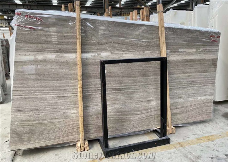 Guizhou Light Grey Wood Grain Marble Slab Tile