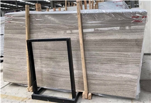 Guizhou Light Grey Wood Grain Marble Slab Tile