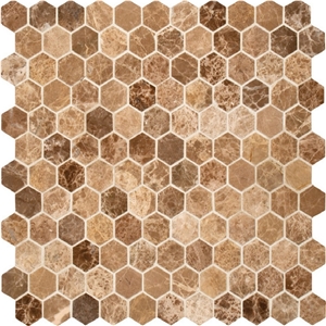 Hexagon Mosaic Light Emperador Marble Mosaic Tiles