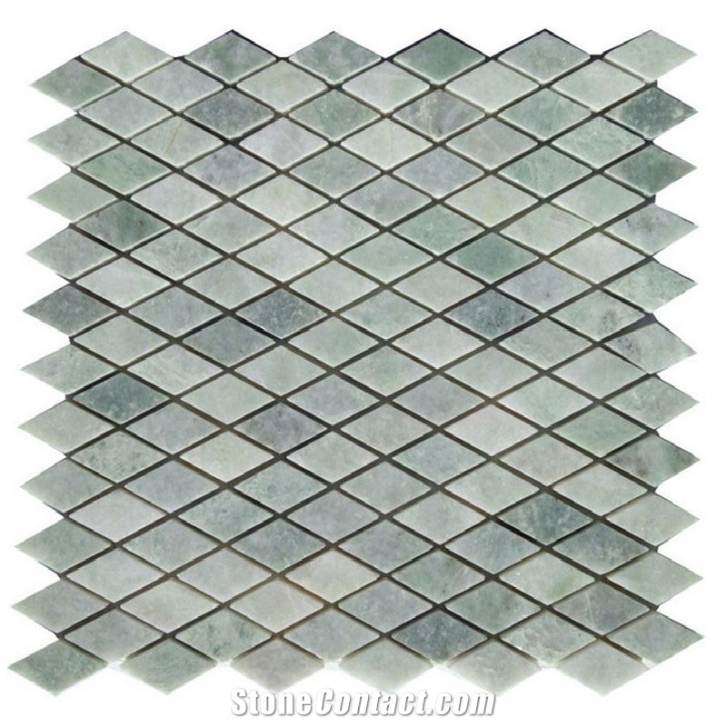 Honed Ming Green Marble Diamond Shape Mosaic
