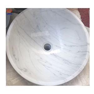 Honed White Volakas Marble Inlay Trough Sink