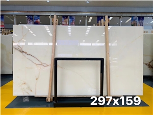 Hot Selling White Onyx Slab with Beige Vein