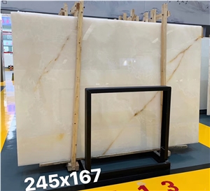 Hot Selling White Onyx Slab with Beige Vein