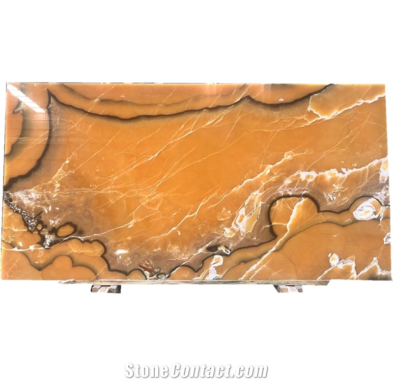 Interior Decor Polished Orange Color Onyx with 1.8