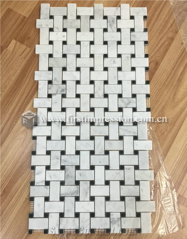Italy Statuario Venato White Marble Mosaic Tiles