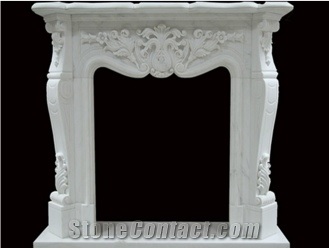 Life Size Indoor White Marble Stone Fireplace