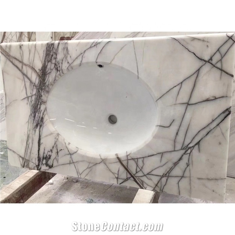 Lilac White Marble Bathroom Vanities with Tops