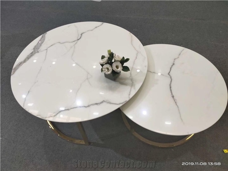Living Room Furniture Design White Marble Table