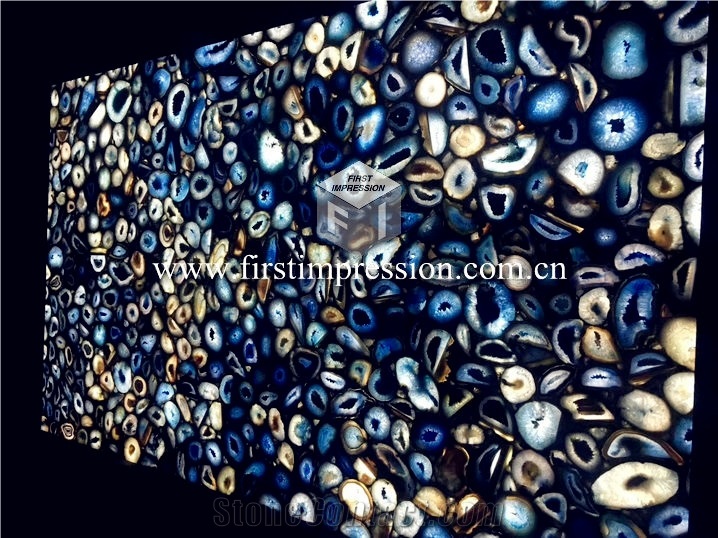 Luxury Blue Agate Gemstone Semiprecious