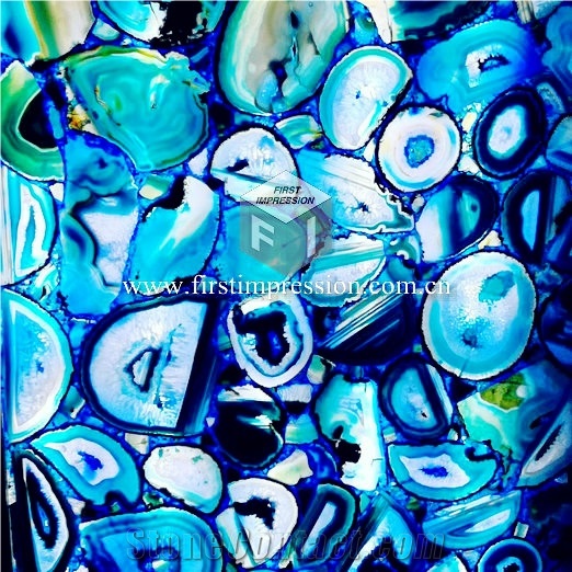 Luxury Blue Agate Gemstone Semiprecious