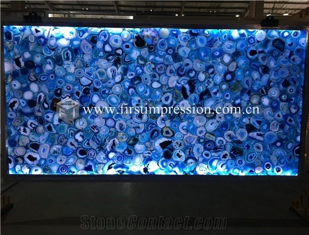 Luxury Blue Agate Semiprecious Gemstone Slabs,Tile