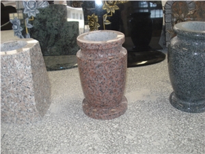 Manufacture Red Granite Vase for Gravestone