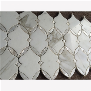 Marble Pearl Sheel Polished Waterject Mosaic