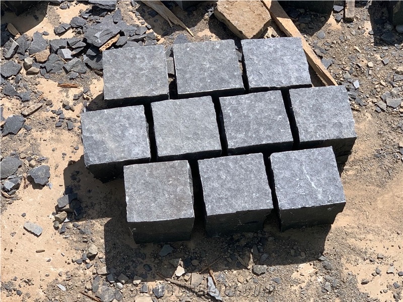 Natural Face Black Basalt Cubes for Paver