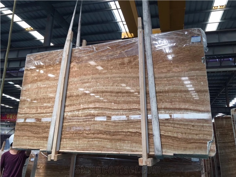 Natural Stone Wooden Onyx Slabs & Tiles