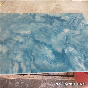 New Blue Polished Faux Onyx Wall Panel Slabs