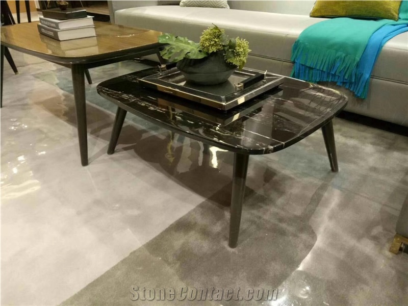 Noir Aziza Black Marble Dining Table Black Coffee Table