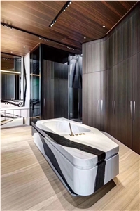Panda White Marble Stone Hotel Bathtub Wash Sinks