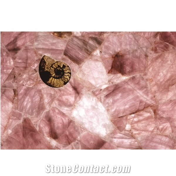 Pink Flower Semiprecious Stone Walling Slabs Tiles