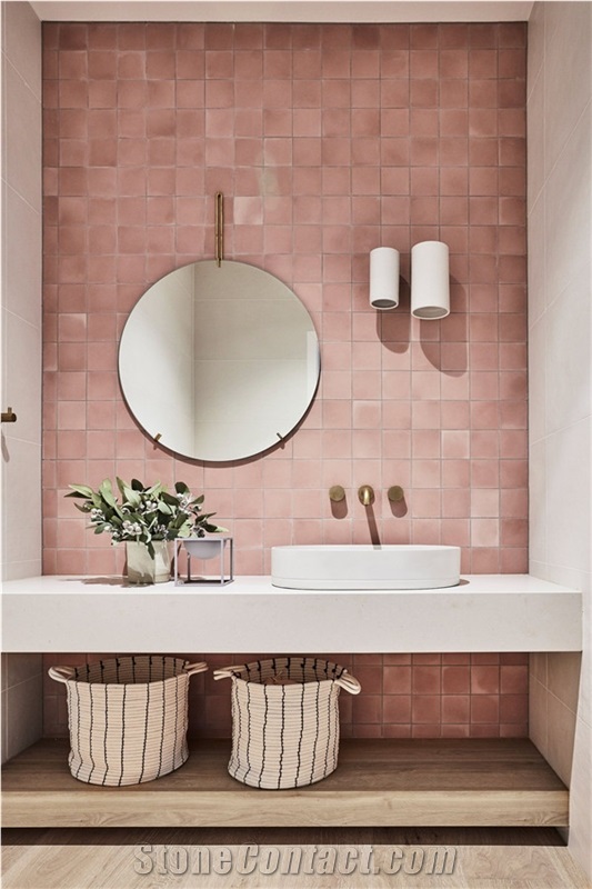 Pink Semi Precious Onyx Stones for Bathroom