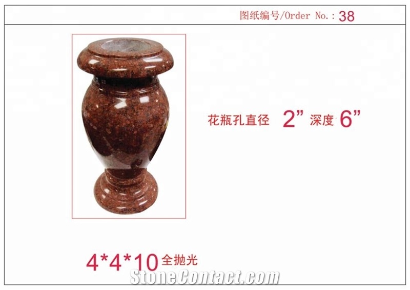 Polish Memorial Granite Flower Vases for Headstone