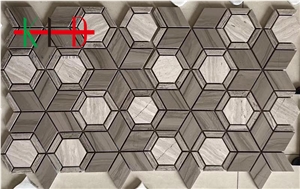 Polished Brick Pattern Mosaic Waterjet Marble Tile