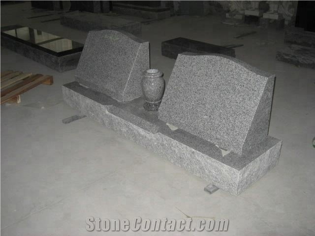 Polished Cemetery Grey Granite Monument Vase