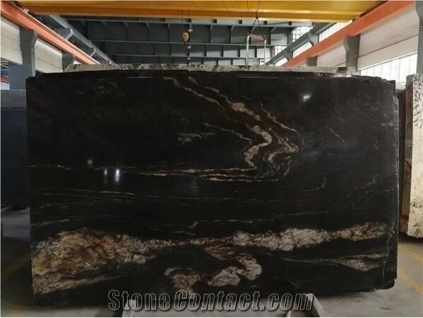Polished Chinese Cosmic Black Granite Slabs from China - StoneContact.com
