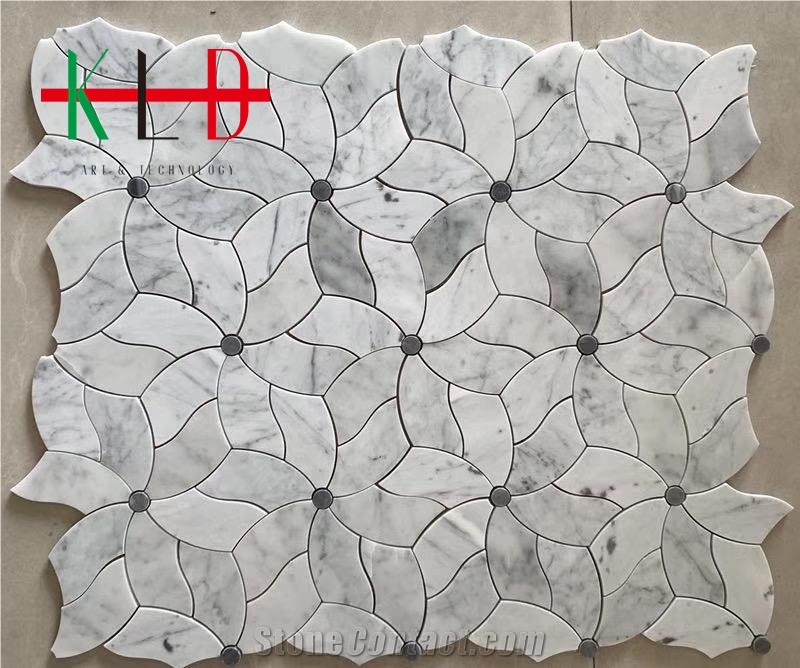 Polished Composited Flower Design Mosaic Tiles
