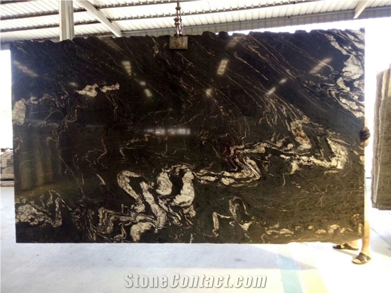 Polished Cosmos Black Granite Floor Covering Slabs