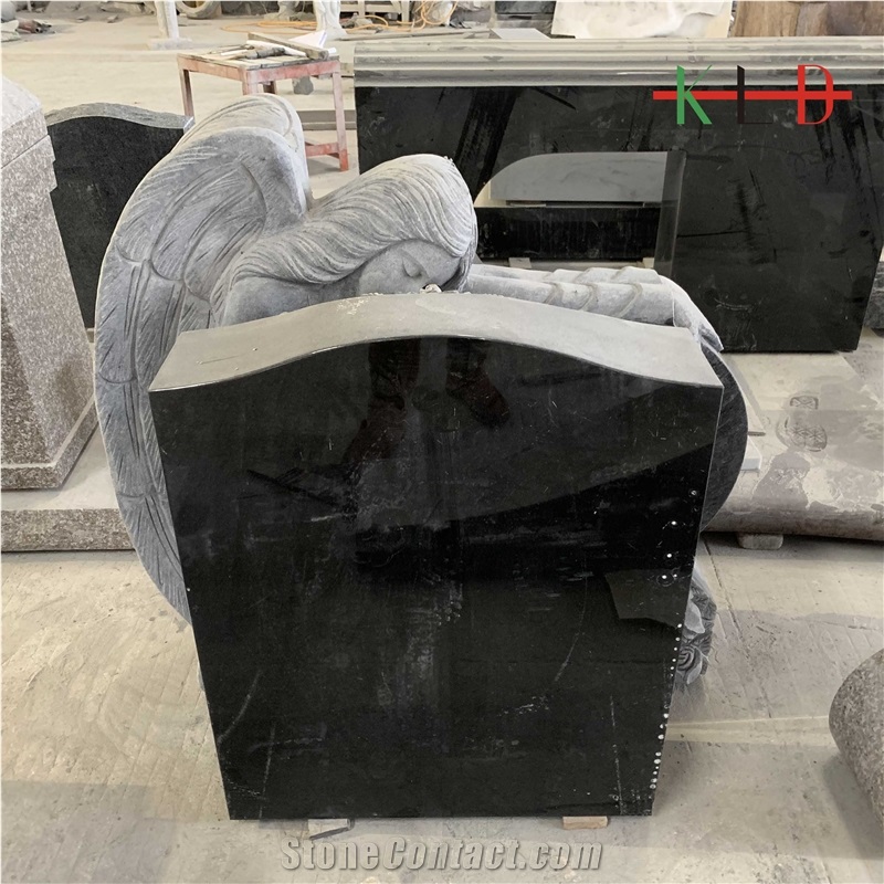 Polished G654 Black Granite Tombstone Headstone