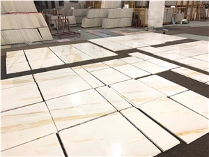 Polished Golden Ariston White Marble Floor Tiles