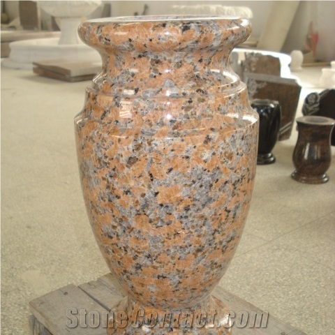 Polished Granite and Marble Vase for Tombstone