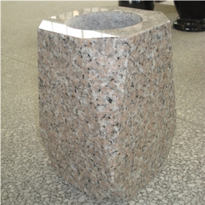 Polished Granite and Marble Vase for Tombstone