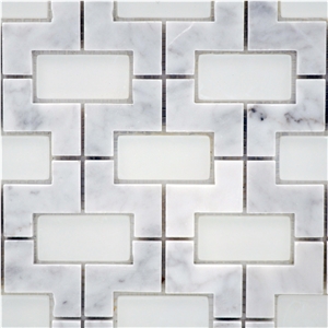 Polished Marble Mosaic with Brick Glass Design