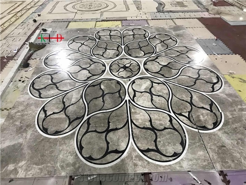 Polished Mosaic Tiles Flooring Covering Water Jet