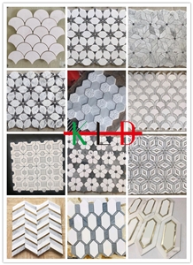 Polished Pearl Shell Bathroom Floor Mosaics Tiles