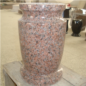 Polished Red Granite Cemetery Vases