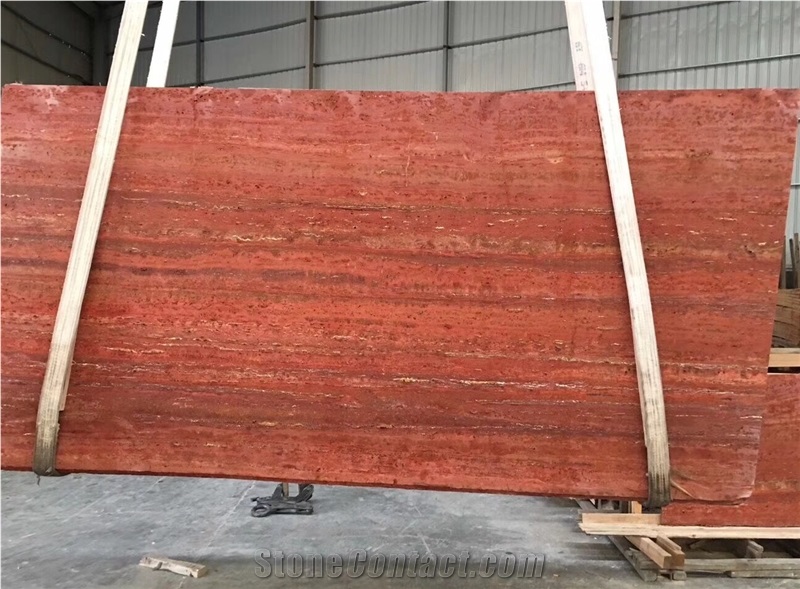 Polished Red Travertine Stone Slabs