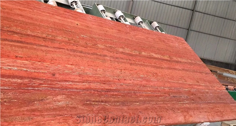 Polished Red Travertine Stone Slabs