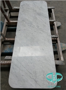 Polished-Round Edge Carrara White Marble Tabletop