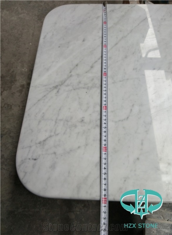 Polished-Round Edge Carrara White Marble Tabletop