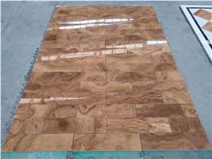 Polished Royal Wood Grain Brown Marble Floor Tiles