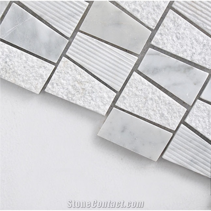 Polished Shower Design Carrara White Square Mosaic