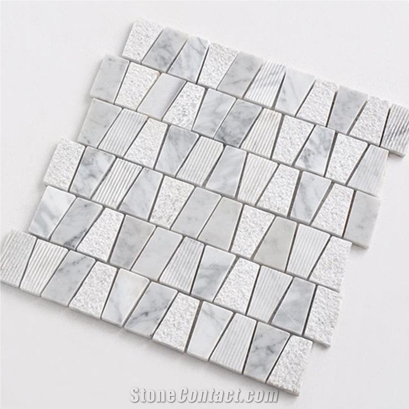 Polished Shower Design Carrara White Square Mosaic