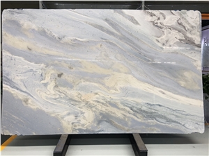 Polished Sky Blue Marble Wall Covering Slabs