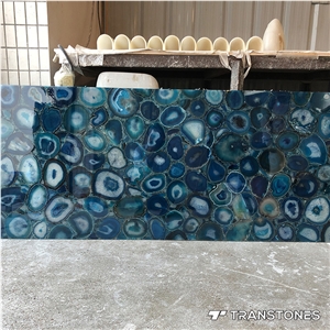 Polished Translucent Blue Agate Wall Panel Stone